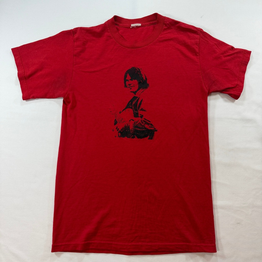 Neil‎ Young Graphic T-Shirt Mens Small Red Short Sleeve Rock Music Tee
